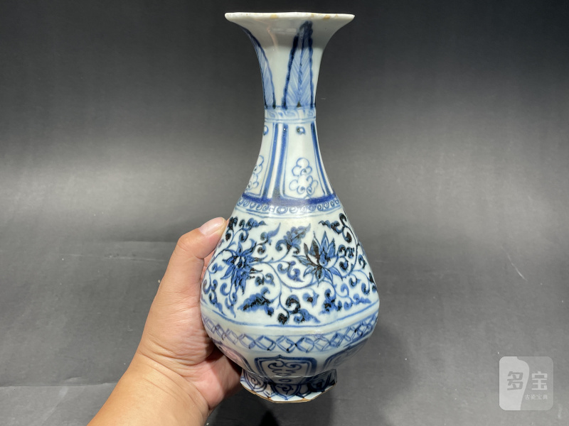 元 青花缠枝莲八方玉壶春瓶 - 图3